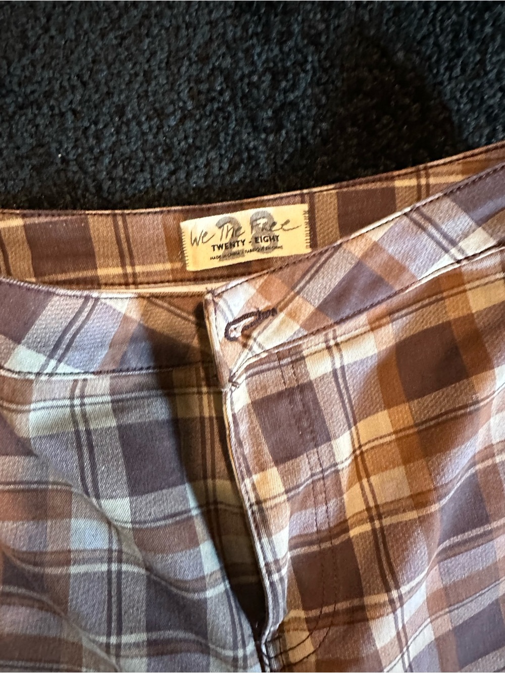 Free people plaid Flare Pants in Brown & Cream size 28 - Picture 6 of 6
